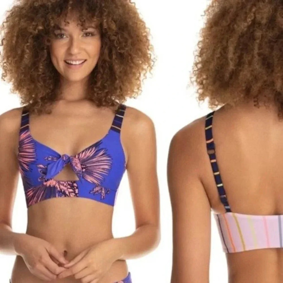 Maaji Carnival Reversible Funfair Removable Pad Bralette Bikini Top Blue S NWT - Picture 2 of 11